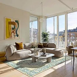 Fladvævet tæppe - Alvand (blå)