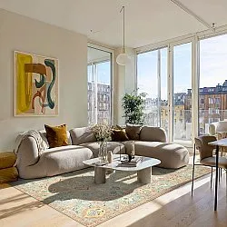 Fladvævet tæppe - Amena (blå)