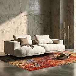 Fladvævet tæppe - Bechar (rød/multi)