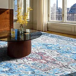 Fladvævet tæppe - Birjand (blå)