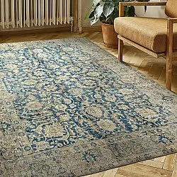 Fladvævet tæppe - Delvar (blå)