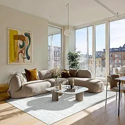 Fladvævet tæppe - Elarion (lysegrå)