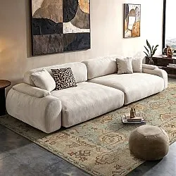 Fladvævet tæppe - Layla (lyseblå)