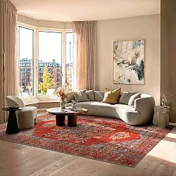 Fladvævet tæppe - Madevan (rød)