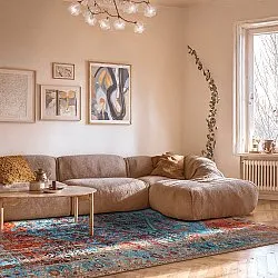 Fladvævet tæppe - Mardin (rød/blå)