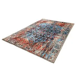 Fladvævet tæppe - Mardin (rød/blå)