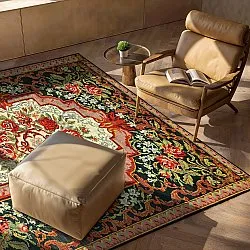 Fladvævet tæppe - Masarida (sort/multi)