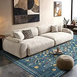 Fladvævet tæppe - Nabilar (blå)