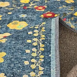 Fladvævet tæppe - Nabilar (blå)