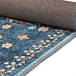 Fladvævet tæppe - Nabilar (blå)