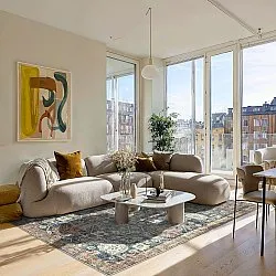 Fladvævet tæppe - Noura (mørkeblå)