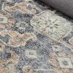 Fladvævet tæppe - Noura (mørkeblå)