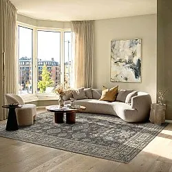 Fladvævet tæppe - Zuleina (mørkegrå)