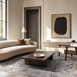 Fladvævet tæppe - Douz (sort/beige)
