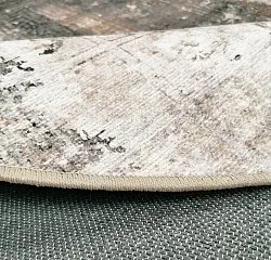 Rundt tæppe - Flores (sort/brun/hvid)