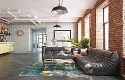 Wilton-tæppe - Mira (gul-blå)