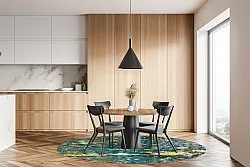 Rundt tæppe - Mira (gul-blå)