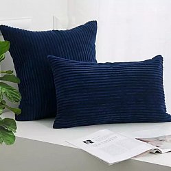 Pudebetræk - Striped Velvet 50 x 50 cm (blå)