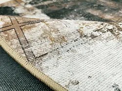 Rundt tæppe - Flores (sort/brun/hvid)