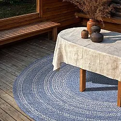 Rundt tæppe - Indoor/Outdoor Angus (blå)
