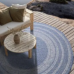 Rundt tæppe - Indoor/Outdoor Angus (blå)