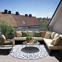 Rundt tæppe - Brussels Ocean (blå)