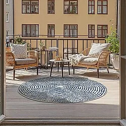 Rundt tæppe - Brussels Swirl (blå)