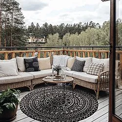 Rundt tæppe - Brussels Diamond (sort)