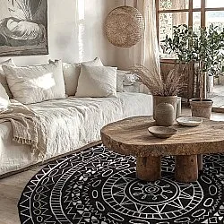 Rundt tæppe - Brussels Diamond (sort)