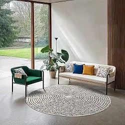 Rundt tæppe - Brussels Swirl (grå)