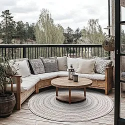 Rundt tæppe - Brussels Weave (grå)