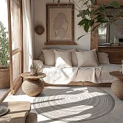 Rundt tæppe - Brussels Weave (grå)