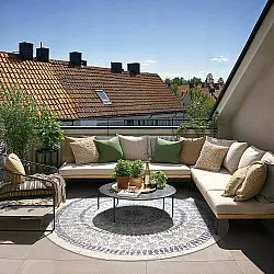 Runde tæpper - Indoor/Outdoor Malcolm (blå)