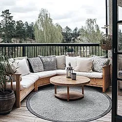 Rundt tæppe - Monsaraz (sort)