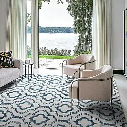 Shaggy Indoor-Outdoor - Trenton (hvid/blå)