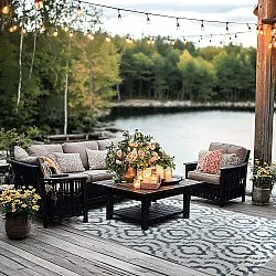 Shaggy Indoor-Outdoor - Trenton (hvid/blå)