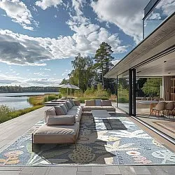 Tæpper til indendørs/udendørs brug - Rhodes (blå/multi)