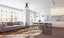 Rundt tæppe - Padova (brun/hvid/guld)