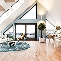 Rundt tæppe - Santi (blå/beige)