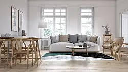 Wilton-tæppe - Savino (sort/hvid/grøn)