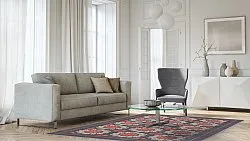 Wilton-tæppe - Florina (grå/blå/orange)