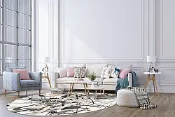 Rundt tæppe - Lawrance (grå/hvid)