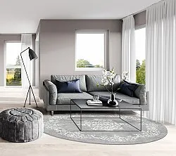 Rundt tæppe - Santi (grå/hvid)