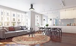 Rundt tæppe - Douz (rød/multi)