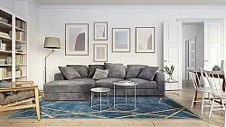 Wilton-tæppe - Zaros (blå/guld)