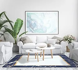 Wilton-tæppe - Cerasia (blå/hvid/guld)