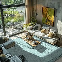 Ryatæpper - Alba Natural Cotton Shaggy (turkis)