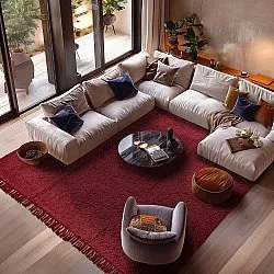 Ryatæpper - Alba Natural Cotton Shaggy (bordeaux)