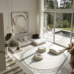 Runde tæpper - Alba Natural Cotton Shaggy (hvid)