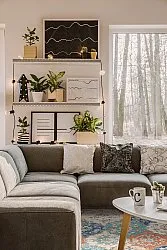 Rundt tæppe - Bohemia (lyserød/blå)